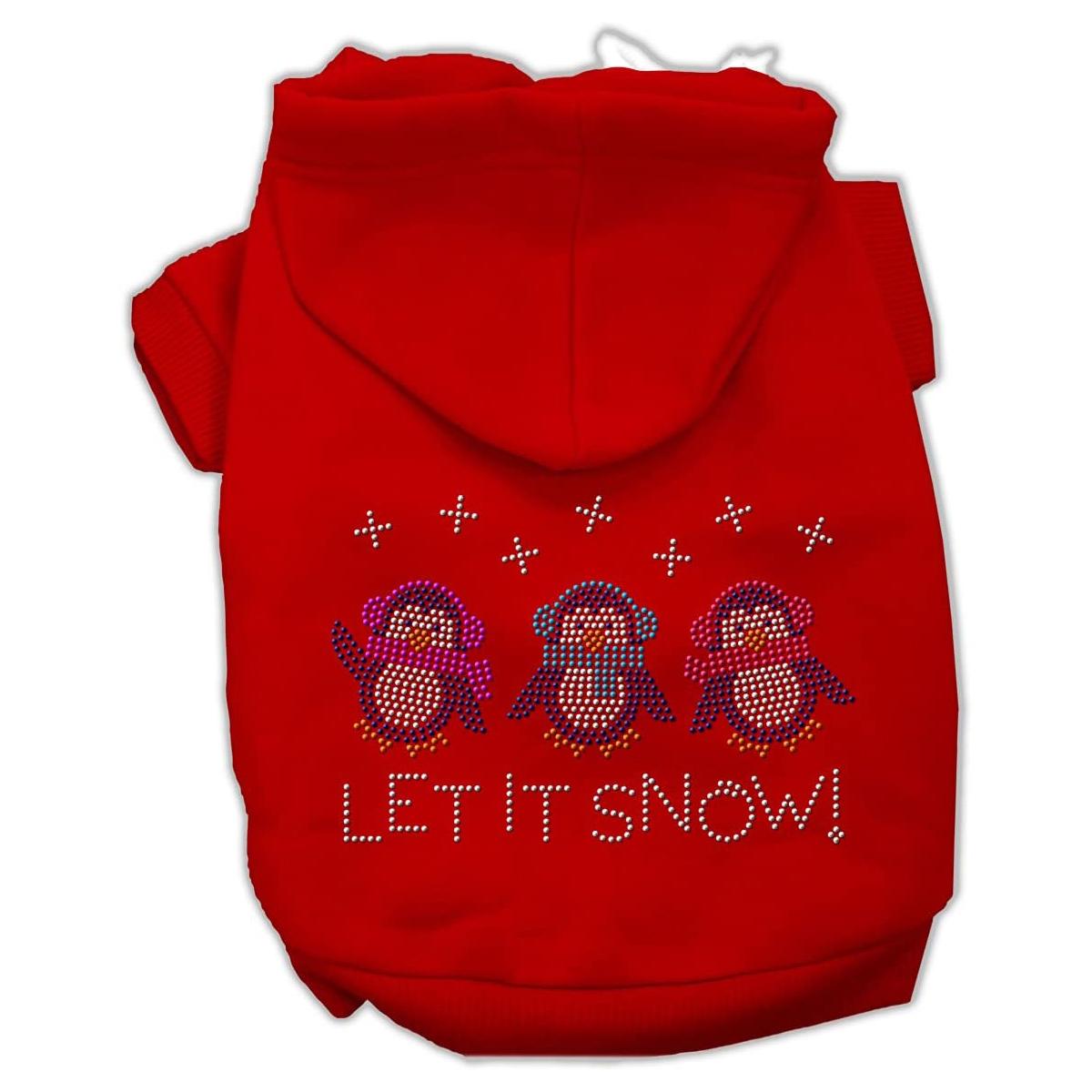 Let it Snow Penguins Rhinestone Dog Hoodie - Red