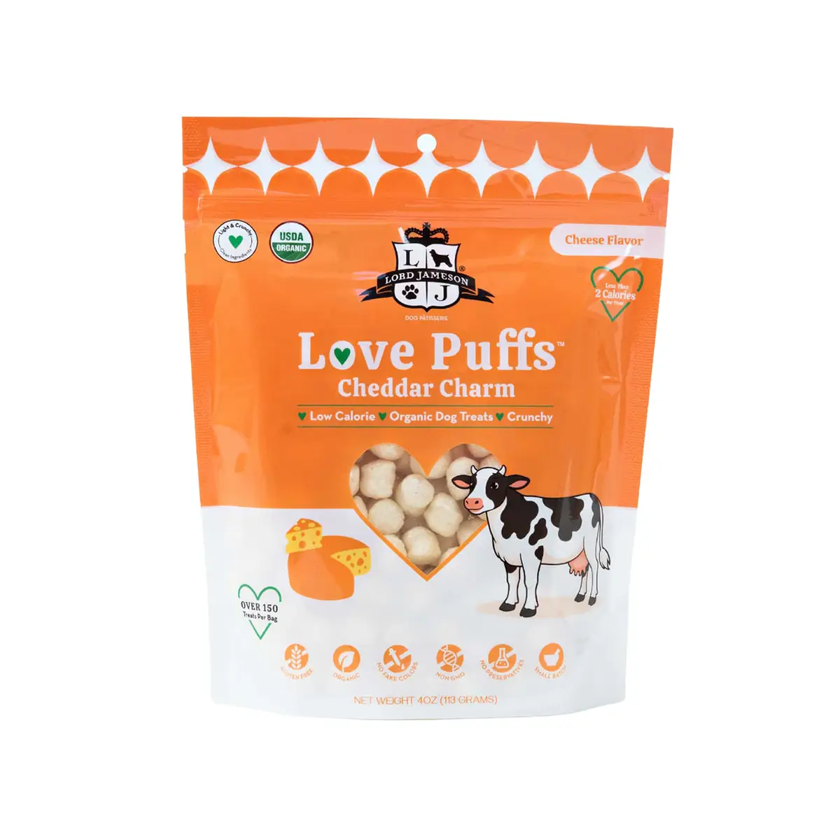 Lord Jameson Love Puffs Organic Dog Treats - Cheddar Charm