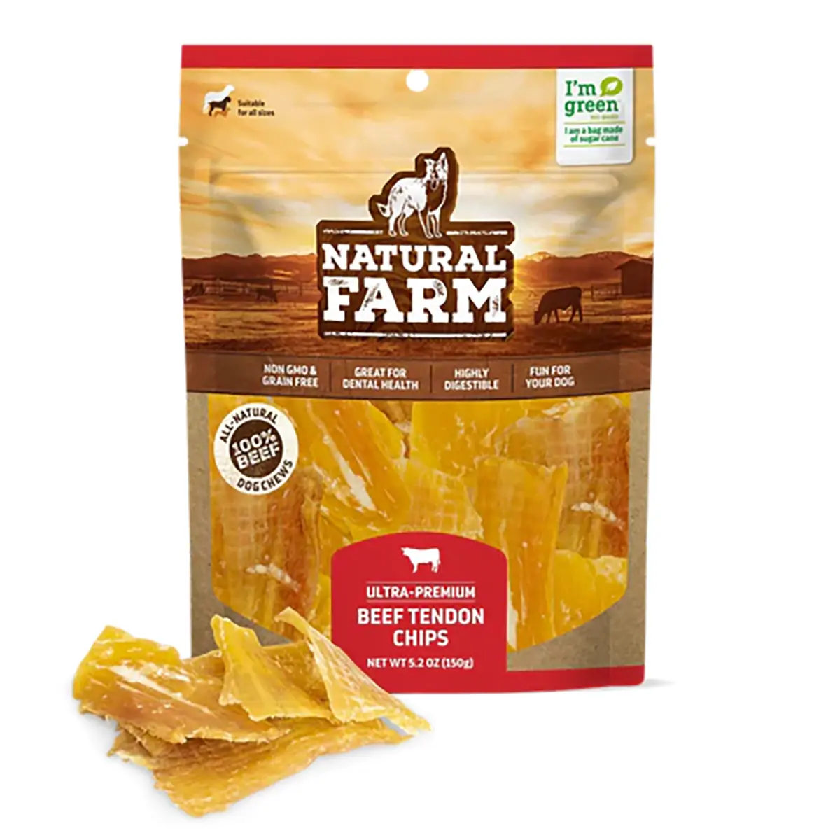Natural Farm Beef Tendon Chips Dog Treats