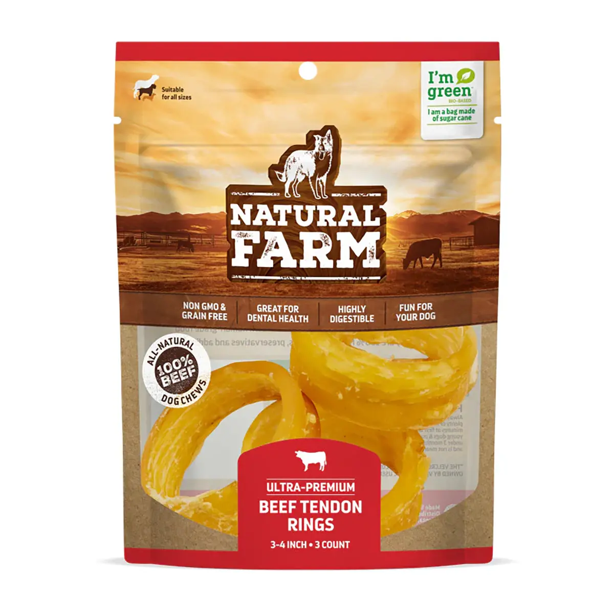 Natural Farm Beef Tendon Rings Dog Chews