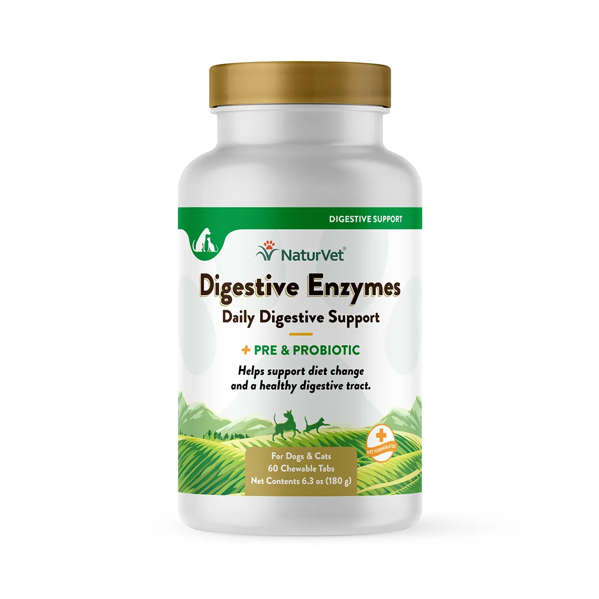 NaturVet Digestive Enzymes with Probiotics Chewable Pet Tabs