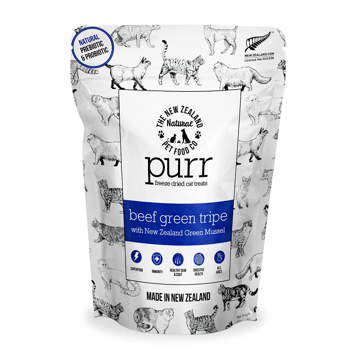 The New Zealand Natural Pet Food Co. Purr Freeze Dried Cat Treats - Beef Green Tripe