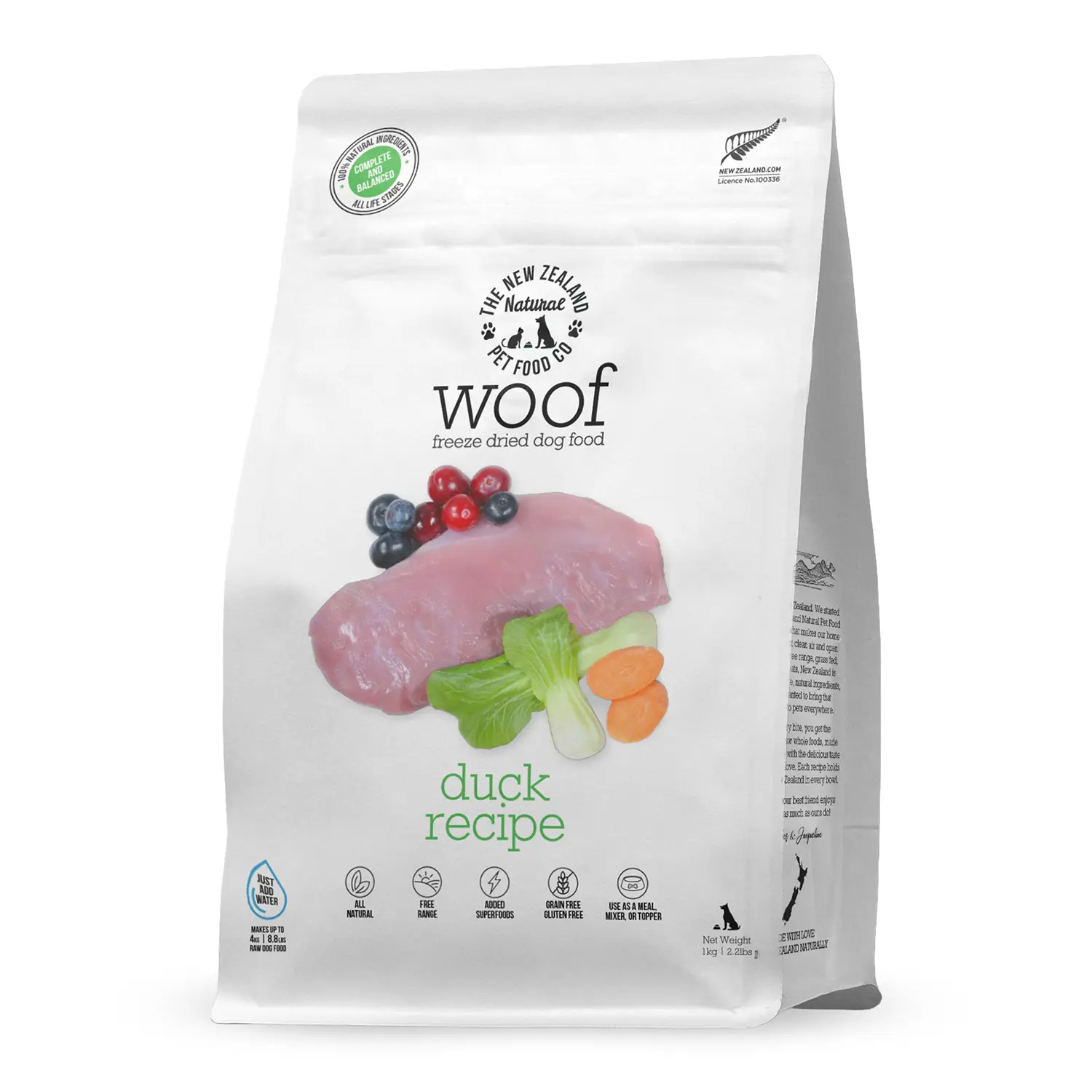 The New Zealand Natural Pet Food Co. Woof Freeze Dried Dog Food - Duck