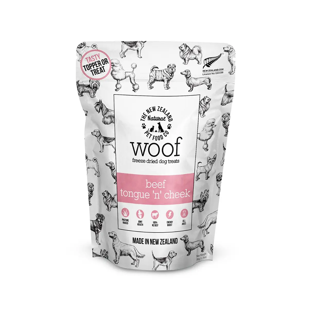 The New Zealand Natural Pet Food Co. Woof Freeze Dried Dog Treat - Beef Tongue 'n' Cheek