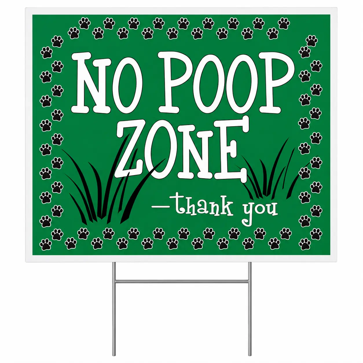 No Poop Zone Yard Sign - Green