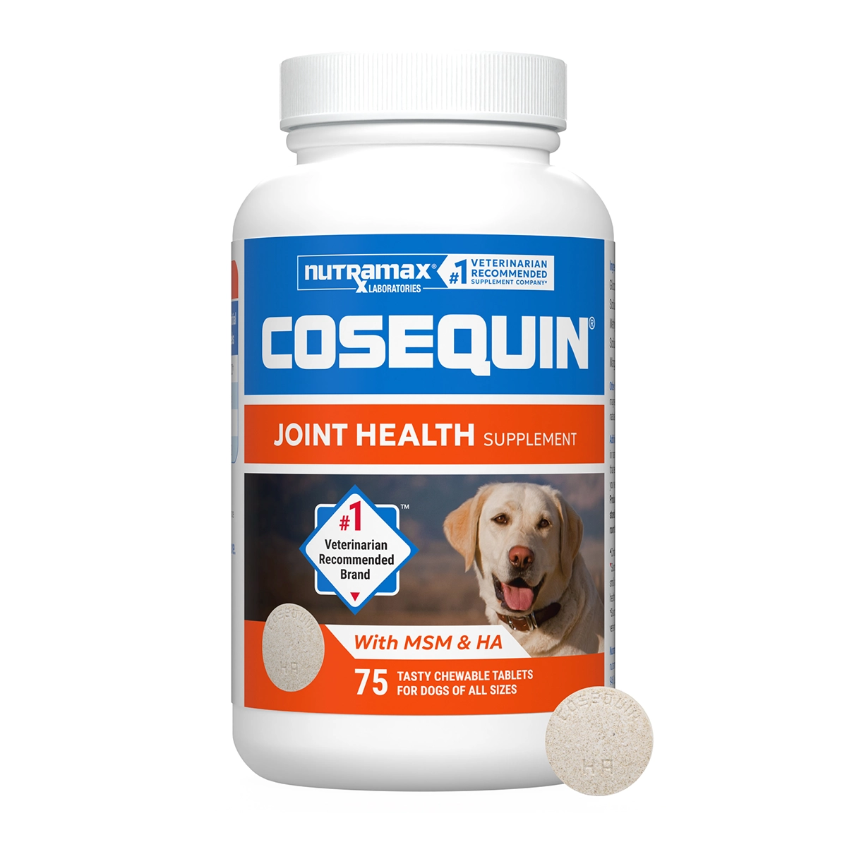Nutramax Cosequin Maximum Strength Joint Health Supplement for Dogs - With Glucosamine, Chondroitin, MSM, and Hyaluronic Acid Chewable Tablets