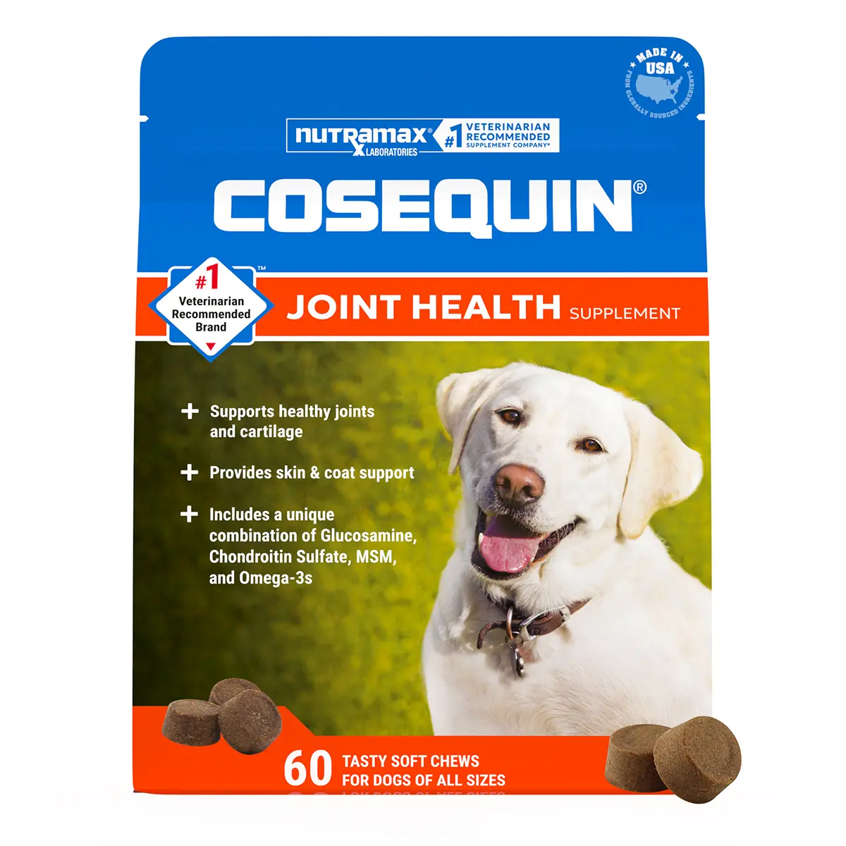 Nutramax Cosequin Maximum Strength Joint Health Supplement - With Glucosamine, Chondroitin, MSM, and Omega-3's Soft Chews