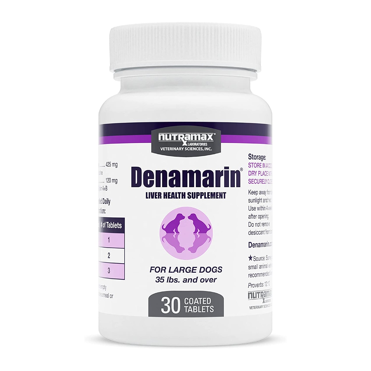 Nutramax Denamarin Liver Health Supplement for Large Dogs, With S-Adenosylmethionine (SAMe) and Silybin, 30 Tablets