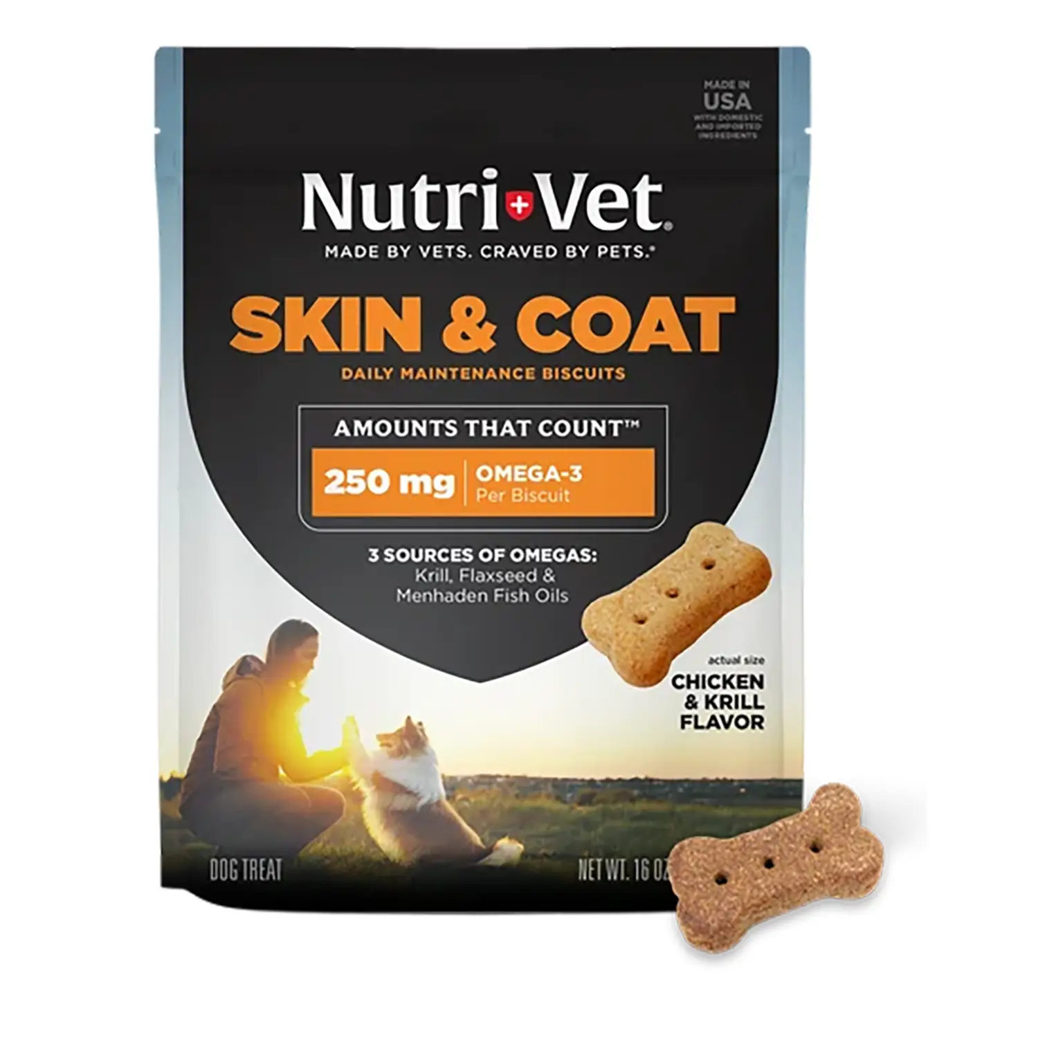 Nutri-Vet Skin and Coat Functional Biscuits Dog Treats - Chicken and Salmon