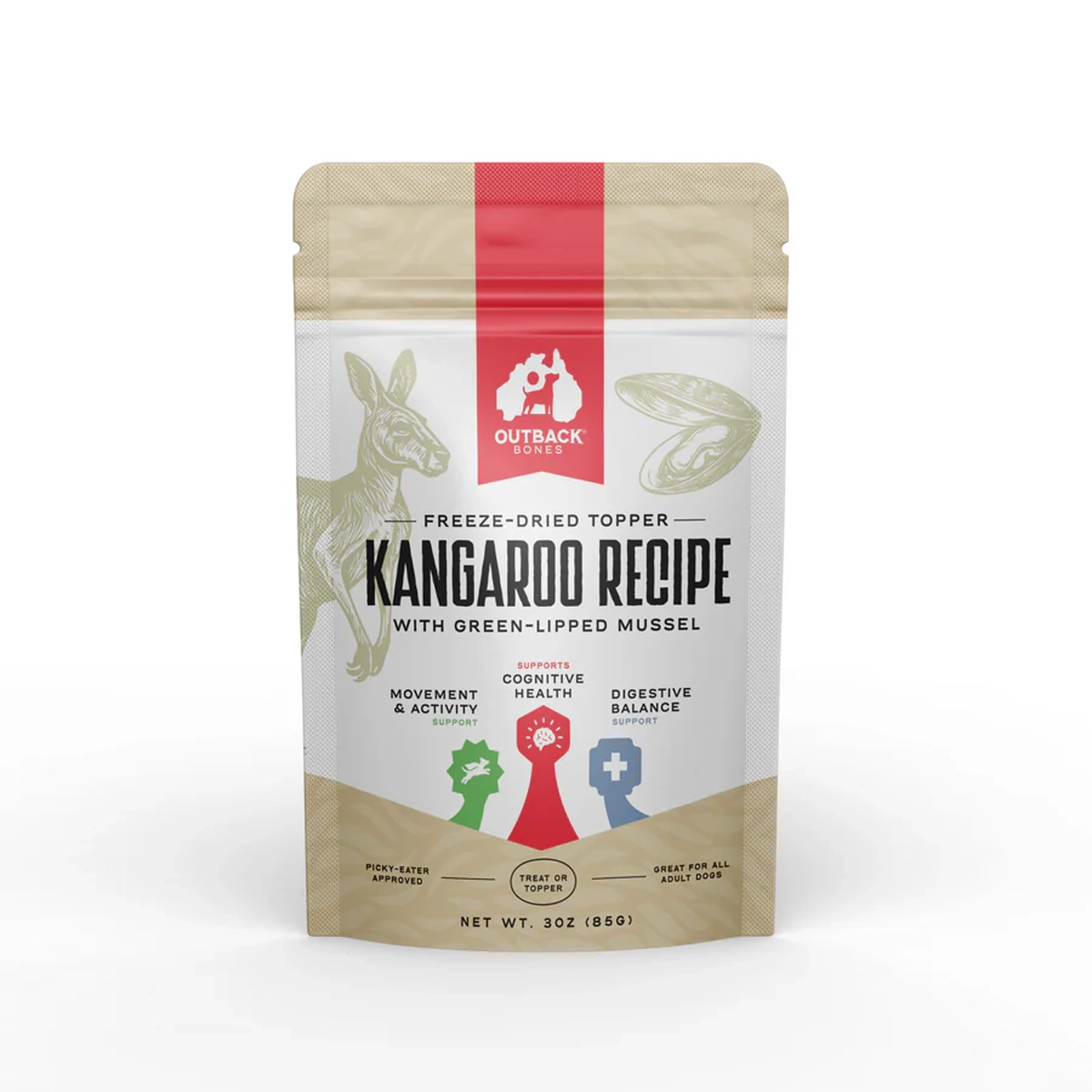 Outback Bones Freeze Dried Dog Food Topper - Kangaroo 