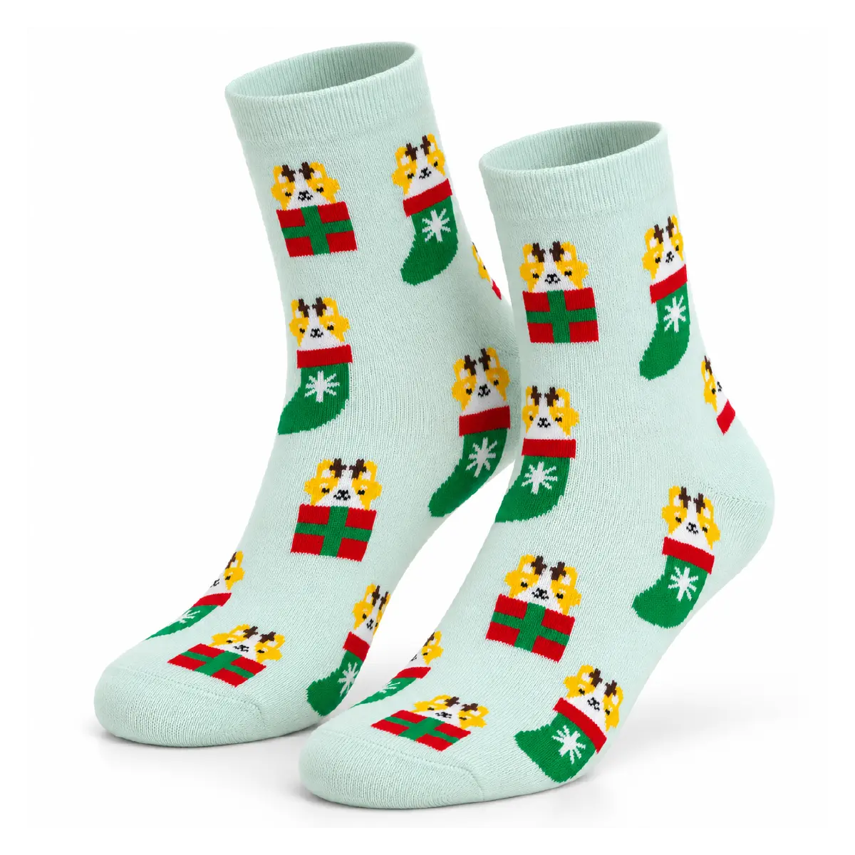 Pearhead Holiday Human Socks - Holiday Corgis