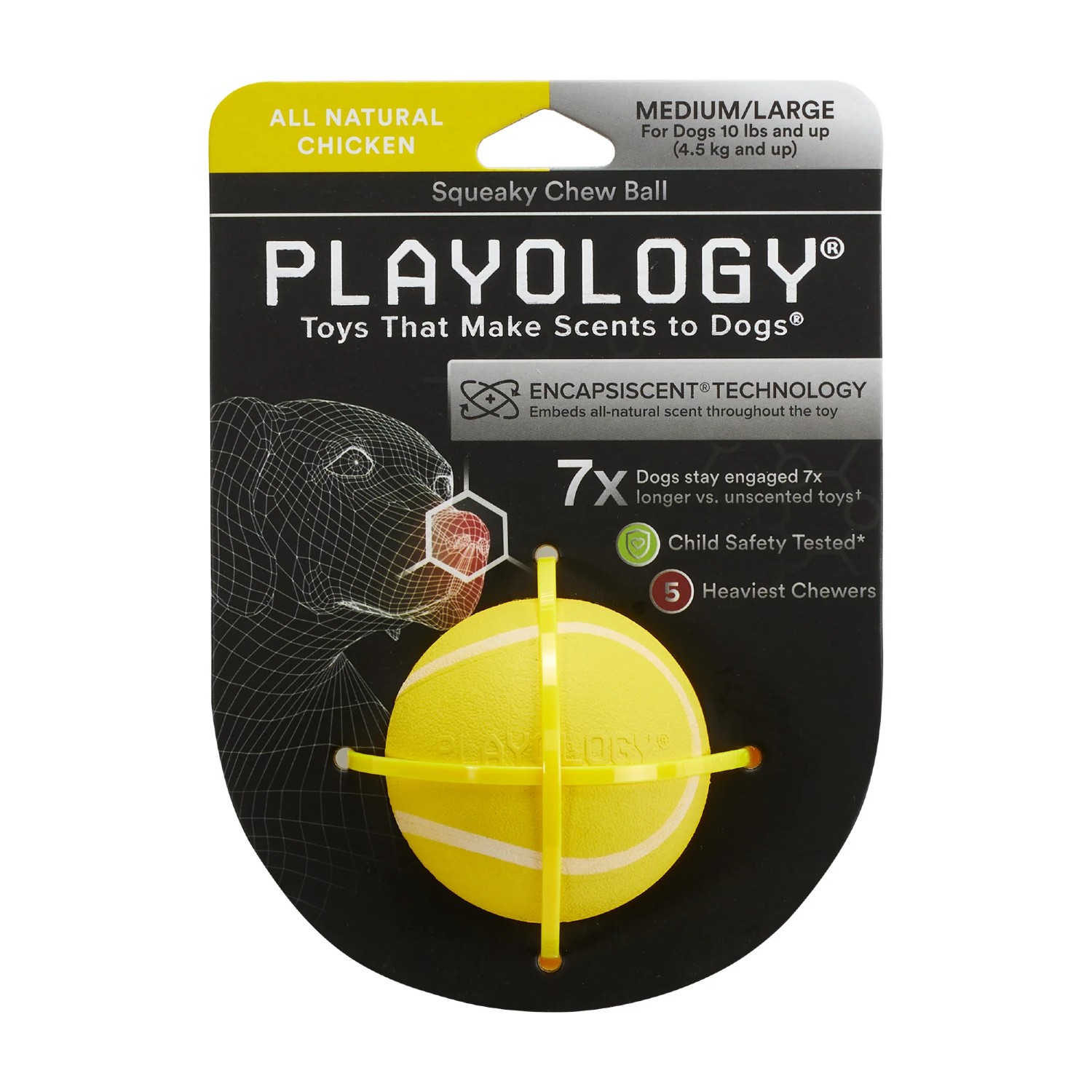Playology Scented Soft Plush Squeaky Ball Dog Toy - Yellow Chicken