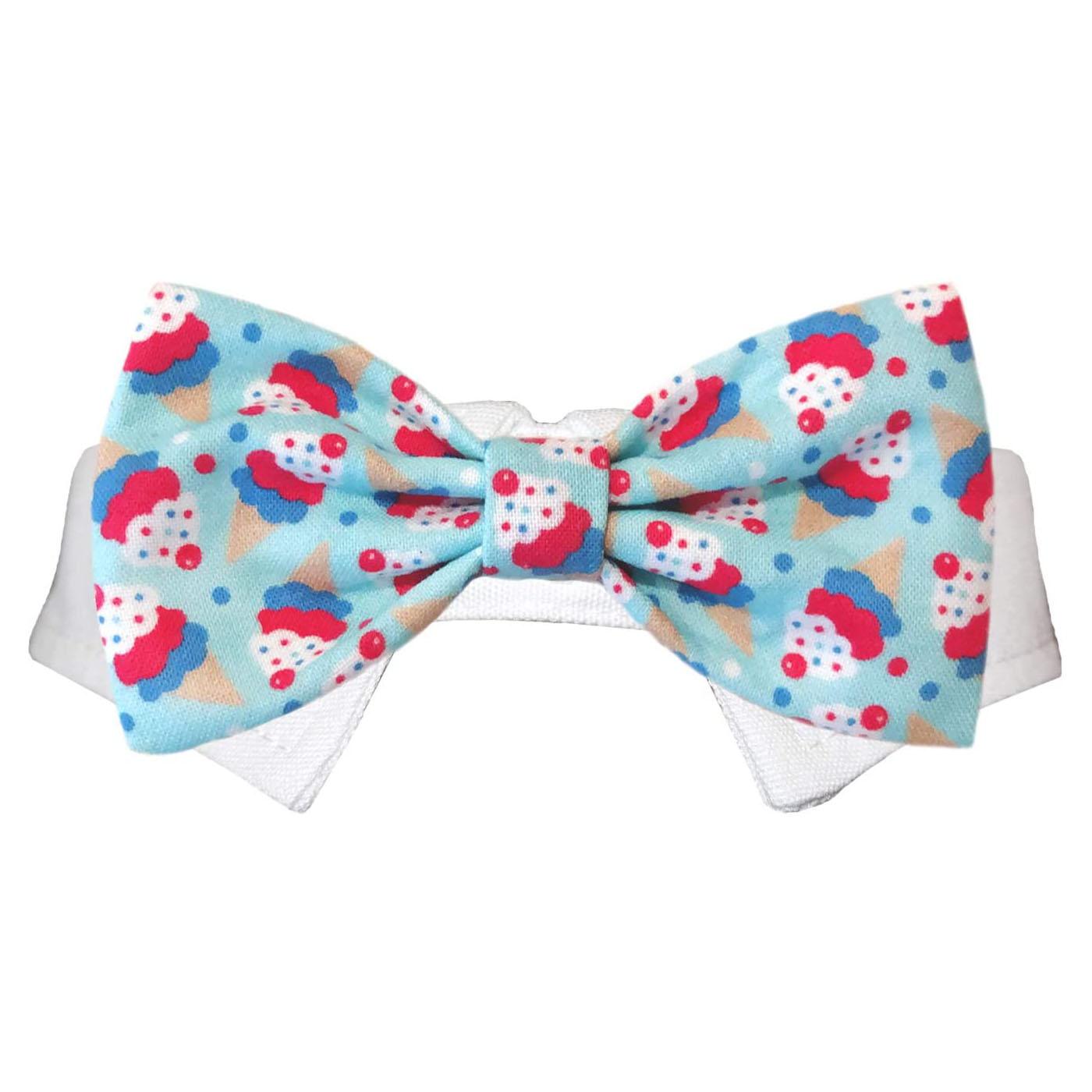 Pooch Outfitters Ice Cream Dog Shirt Collar and Bow Tie - Blue
