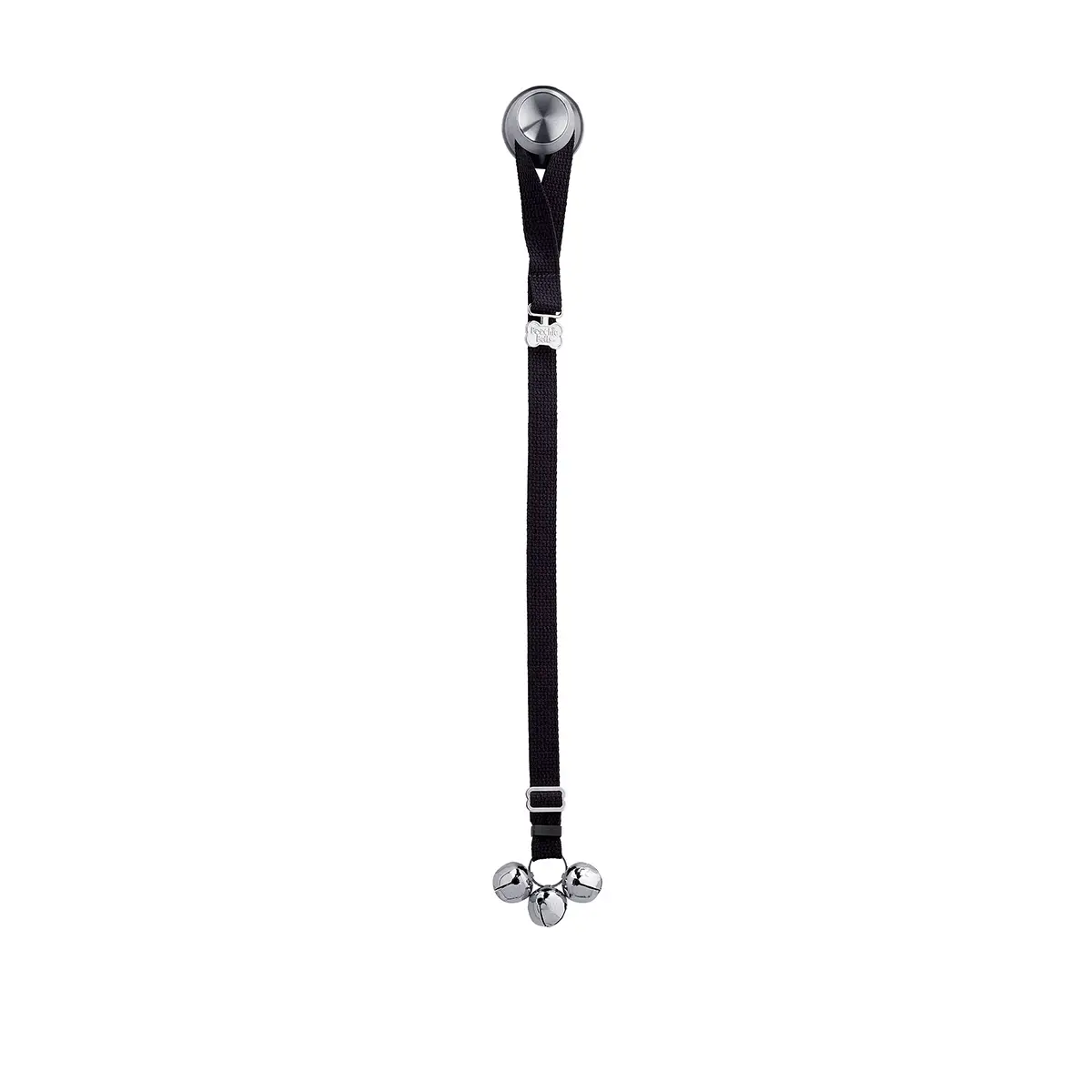 PoochieBells Cotton Webbing Adjustable Dog Doorbells - Black