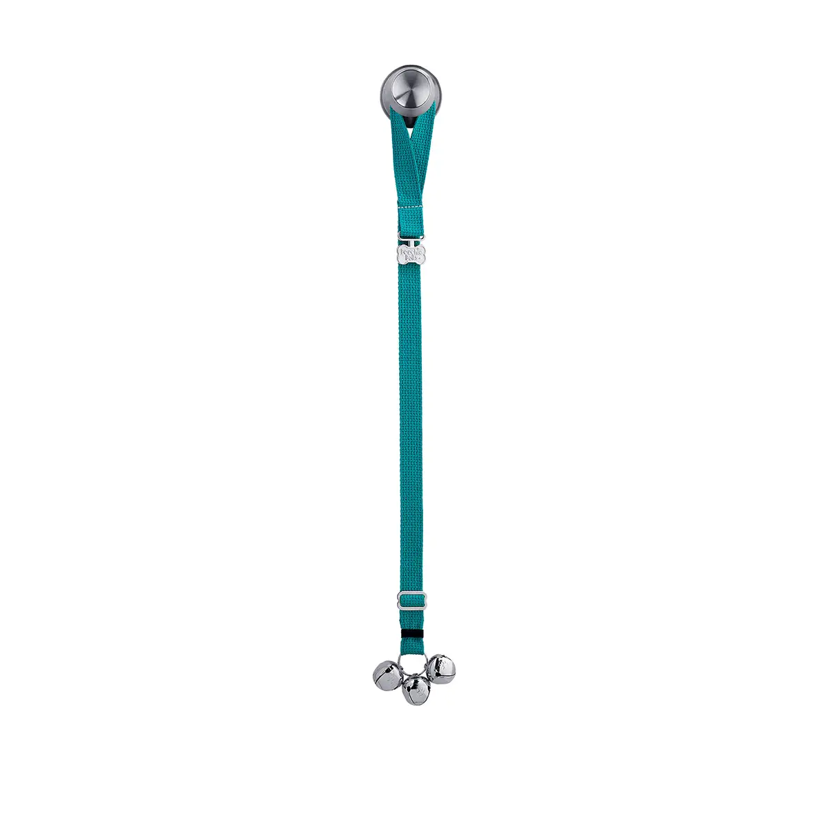 PoochieBells Cotton Webbing Adjustable Dog Doorbells - Teal