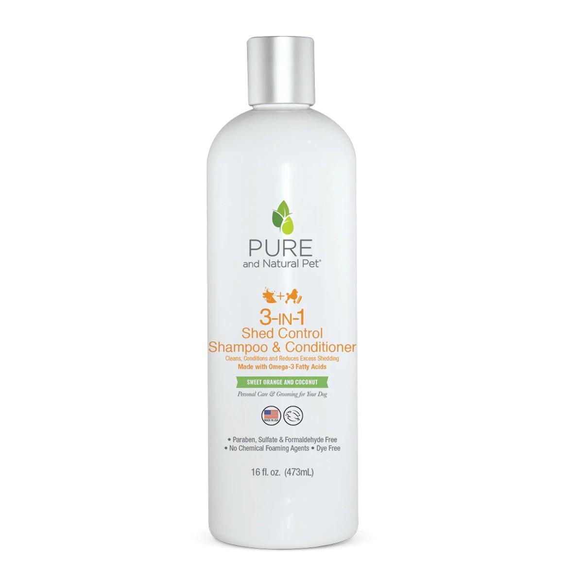 Pure and Natural Pet 3-in-1 Shed Control Dog Shampoo & Conditioner - Sweet Orange & Coconut