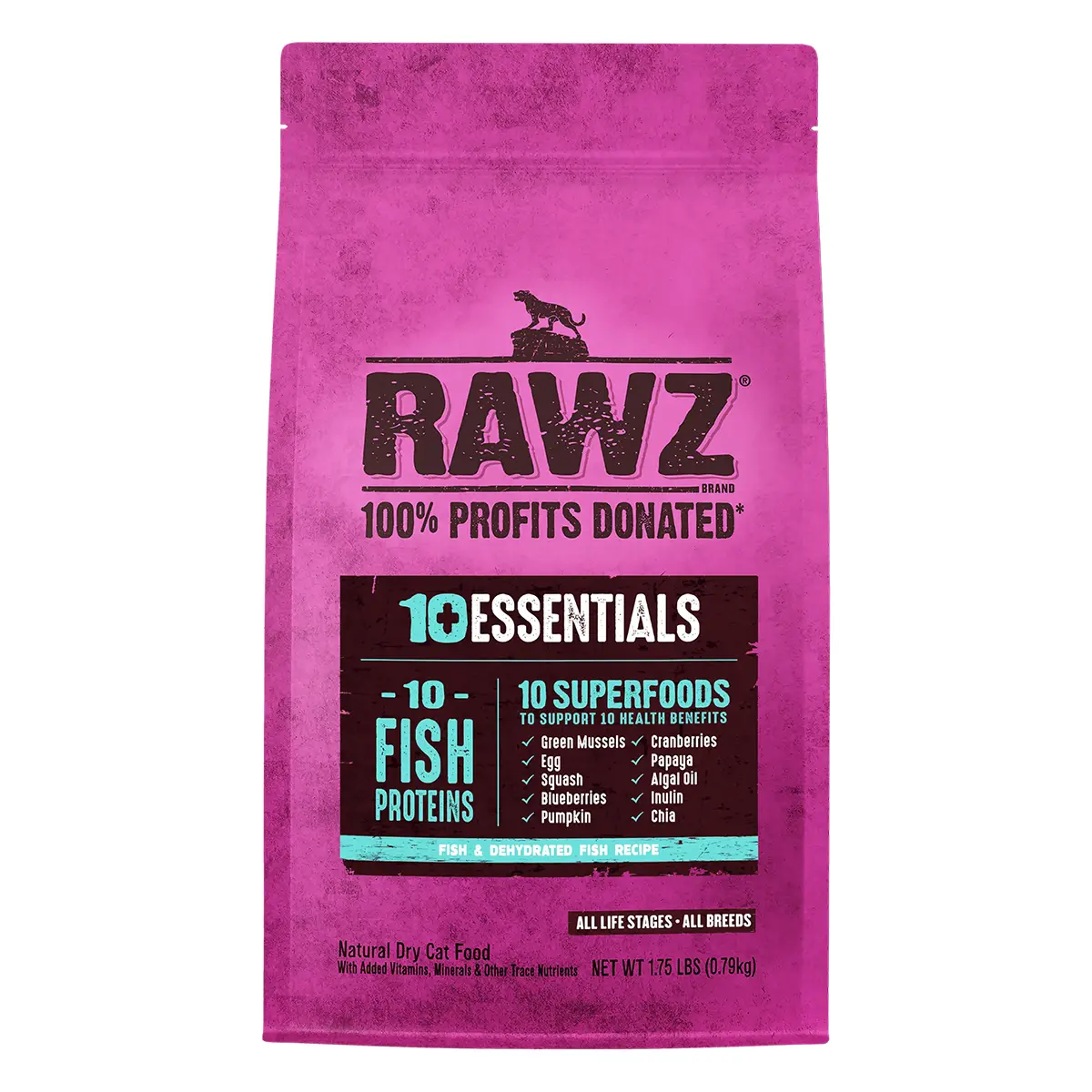 RAWZ 10 Essentials Dry Cat Food - Fish & Dehydrated Fish 