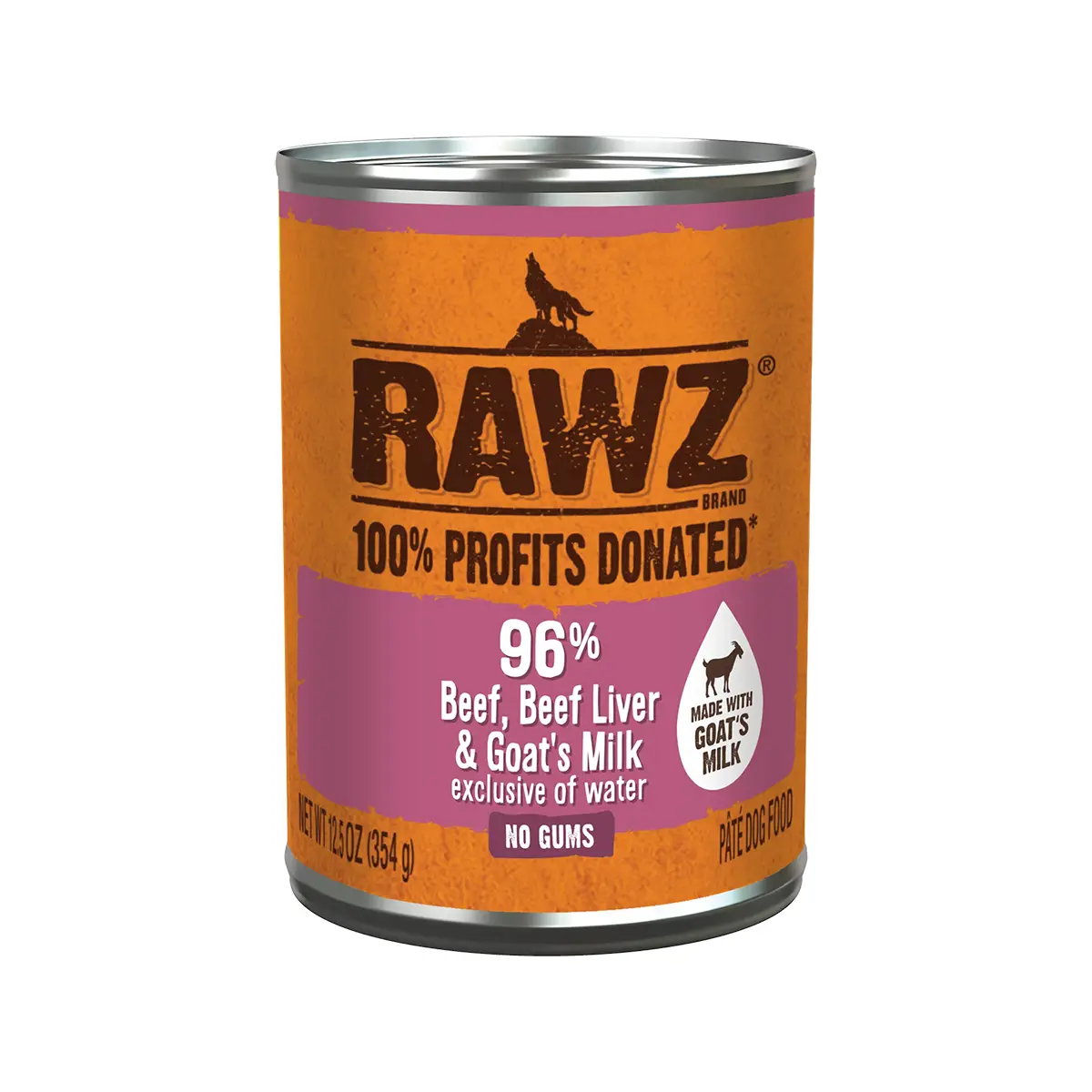 RAWZ Pate Canned Dog Food - 96% Beef, Beef Liver, and Goat's Milk 