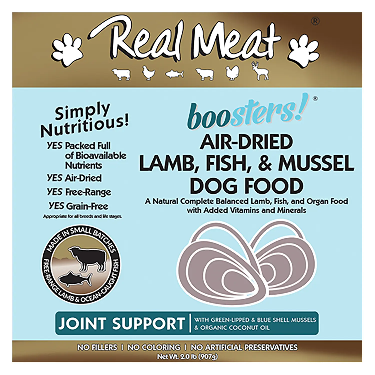 Real Meat Boosters Joint Support Air-Dried Dog Food - Lamb & Fish