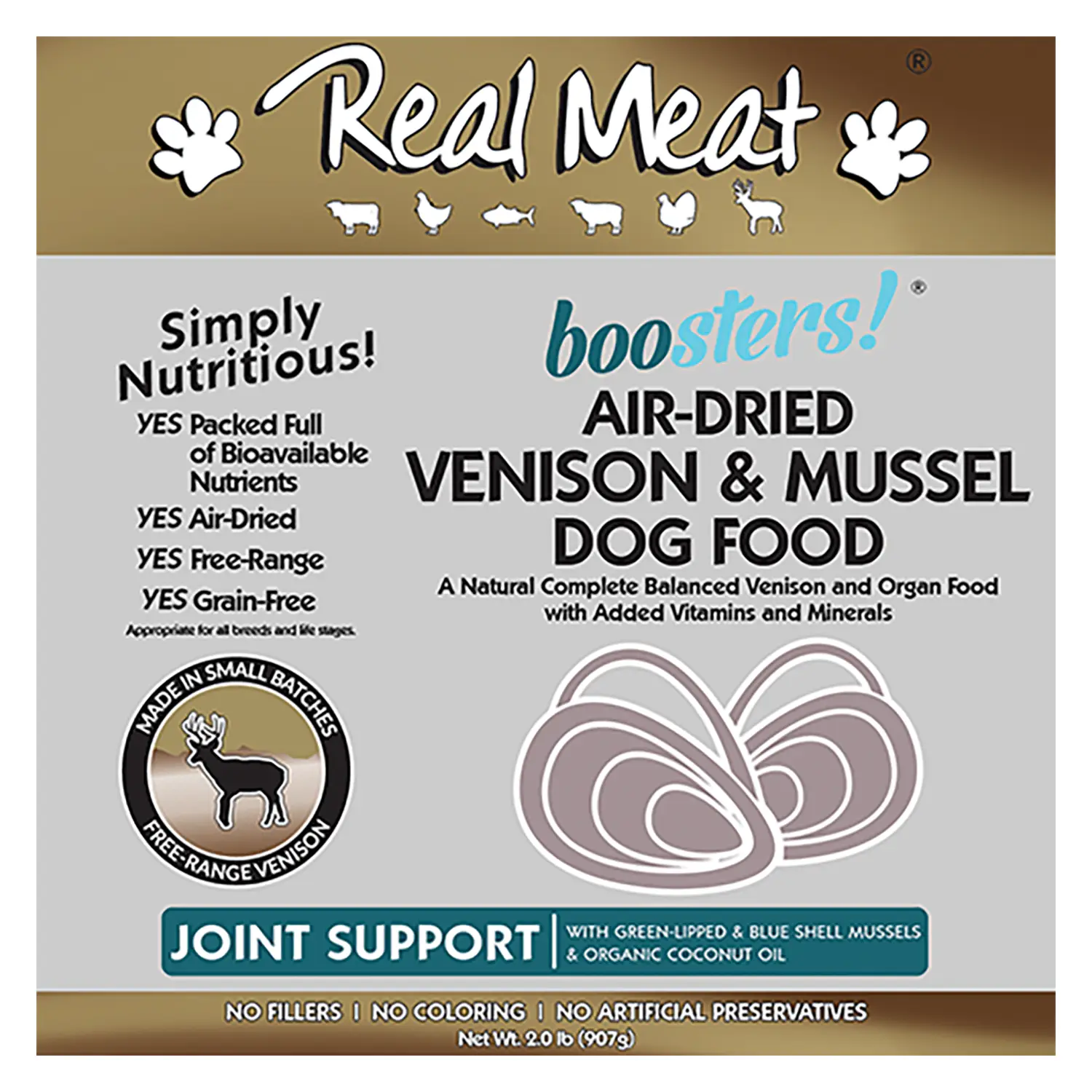 Real Meat Boosters Joint Support Air-Dried Dog Food - Venison & Mussels