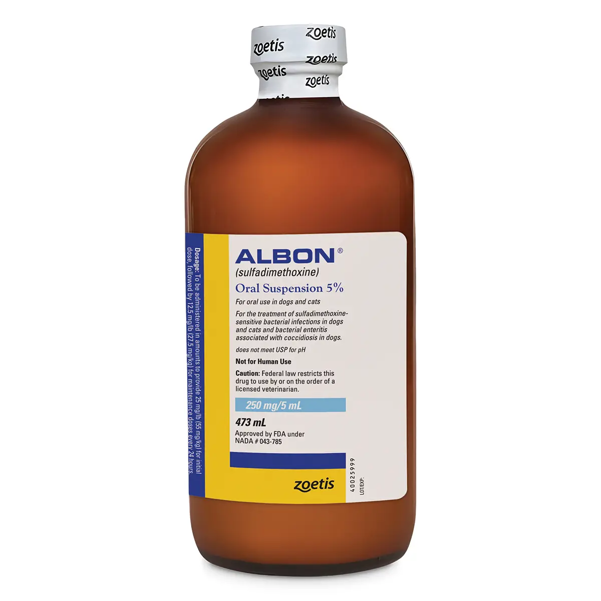 Rx Albon 5% (sulfadimethoxine) Oral Suspension for Dogs & Cats