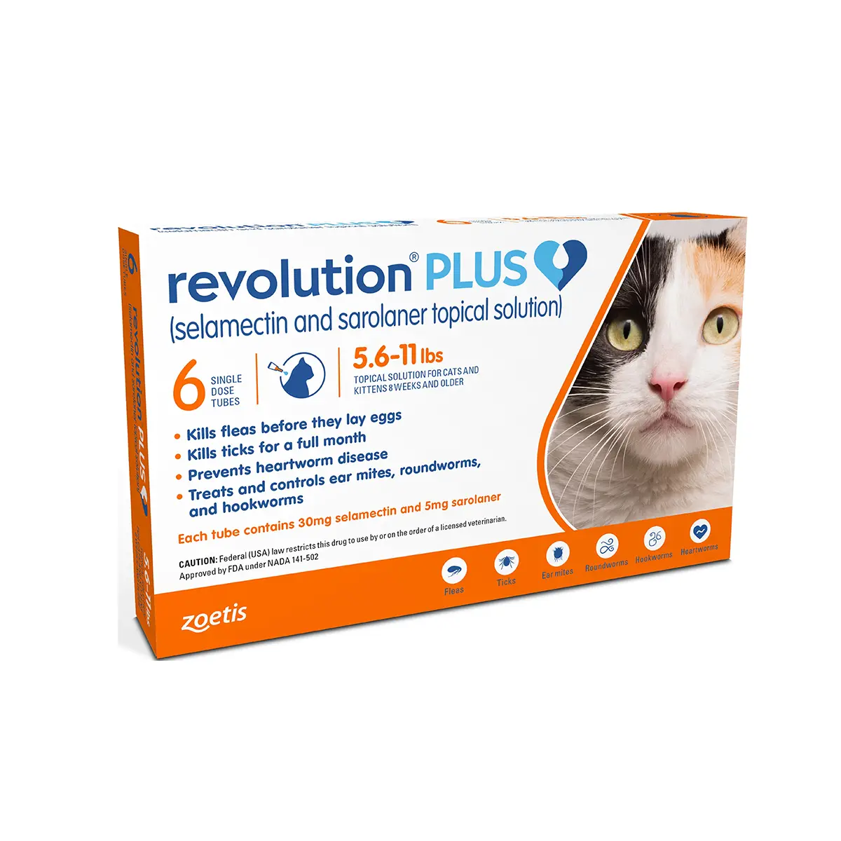 Rx Revolution Plus Feline, Topical 5.6-11 lbs x 6 Month