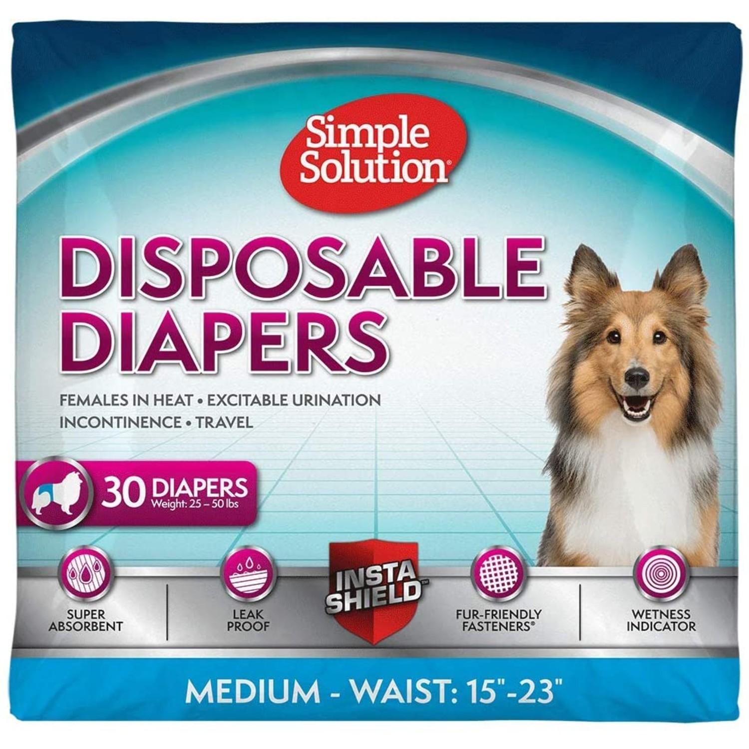 Simple Solution Disposable Dog Diapers for Female Dogs - 30 Pack