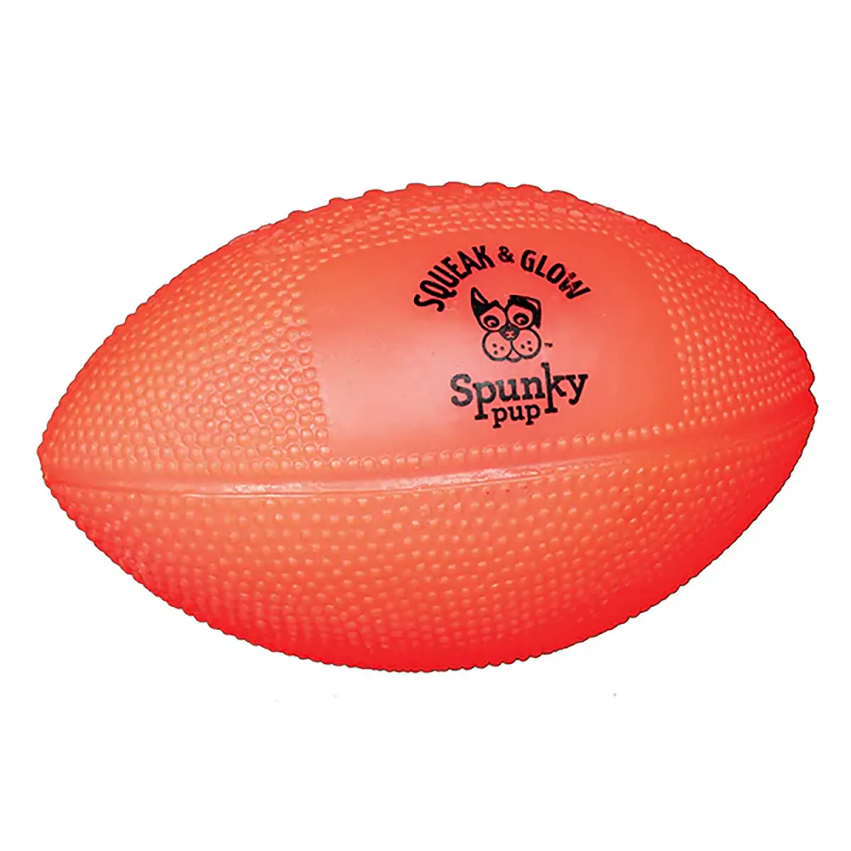 Spunky Pup Squeak and Glow Dog Toy - Glow in the Dark Football 
