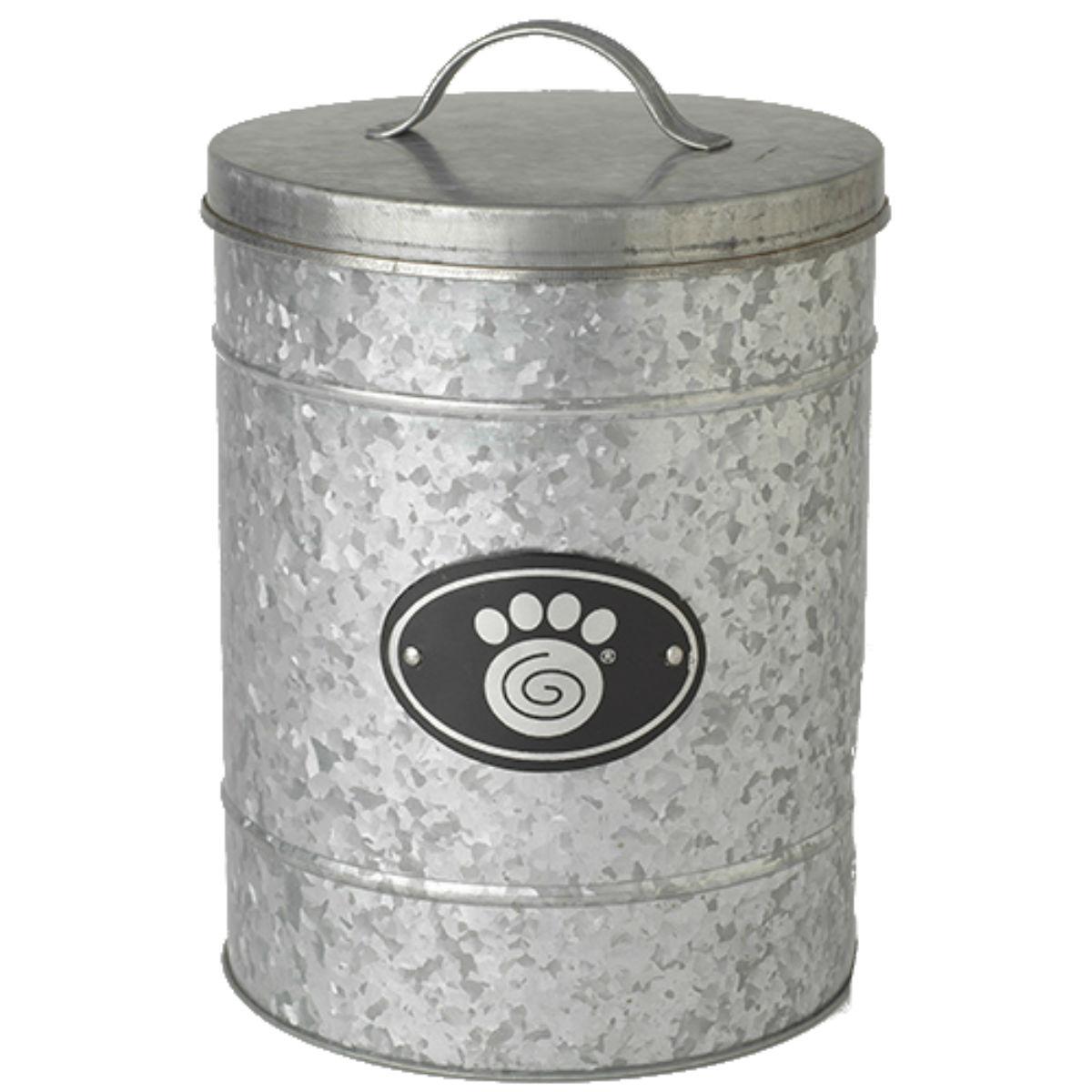 Petrageous Swirl Paw Plaque Galvanized Dog Treat Canister