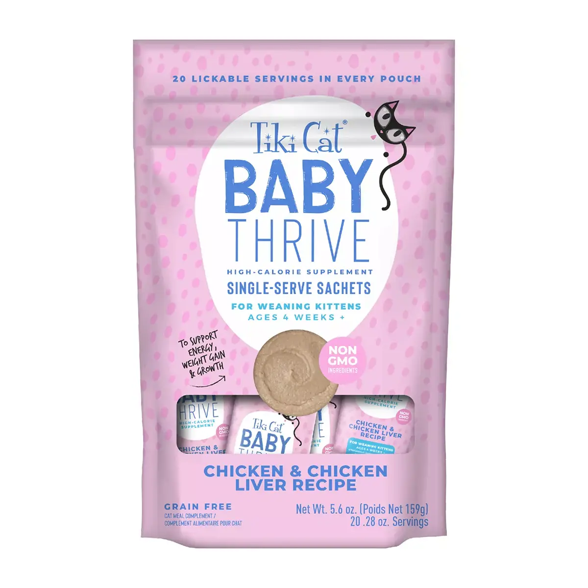 Tiki Cat Baby Thrive Wet Kitten Food Pouches - Chicken & Chicken Liver