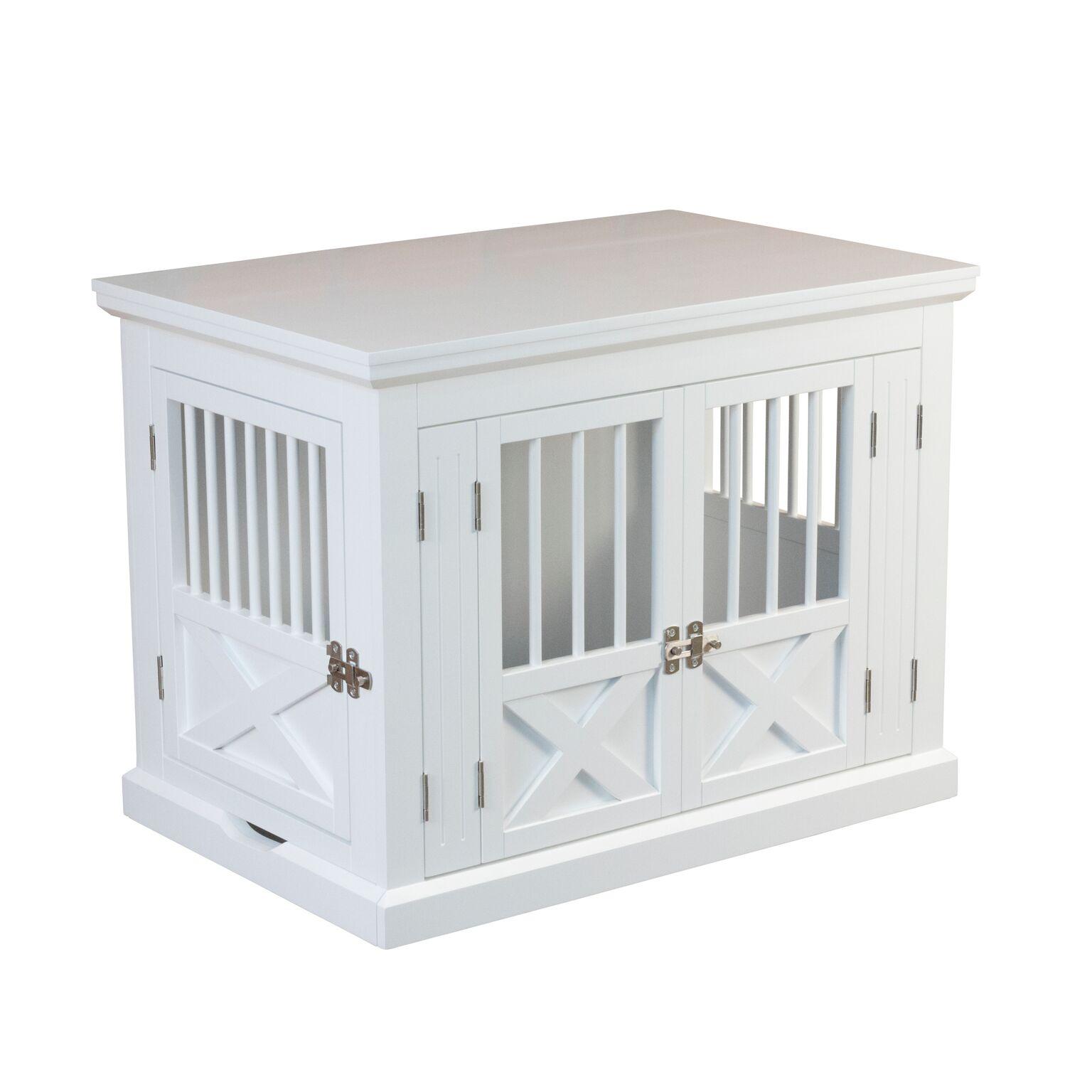 Merry Products Triple Door End Table Dog Crate - White