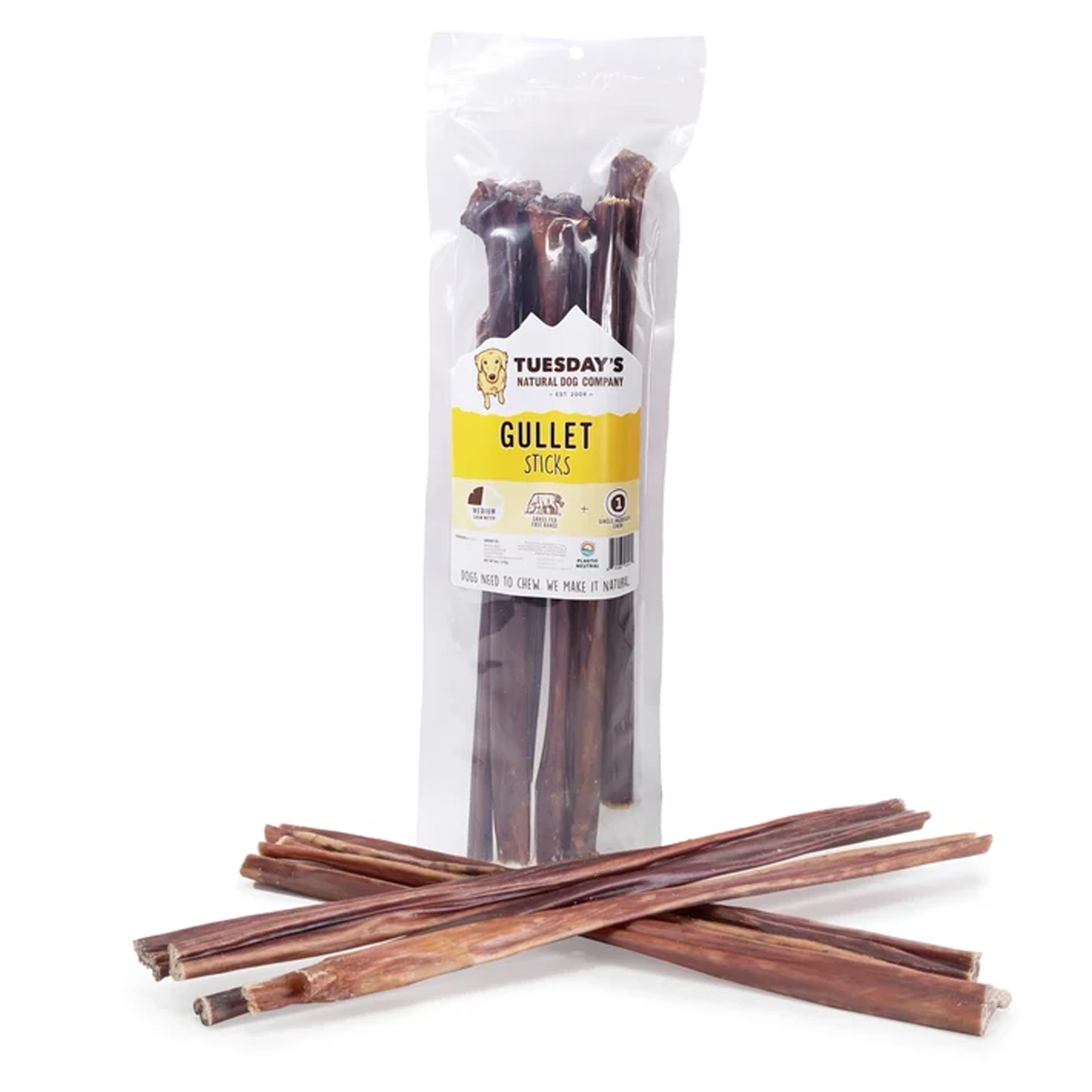 Tuesday's Natural Dog Company 12" Gullet Sticks Dog Treats