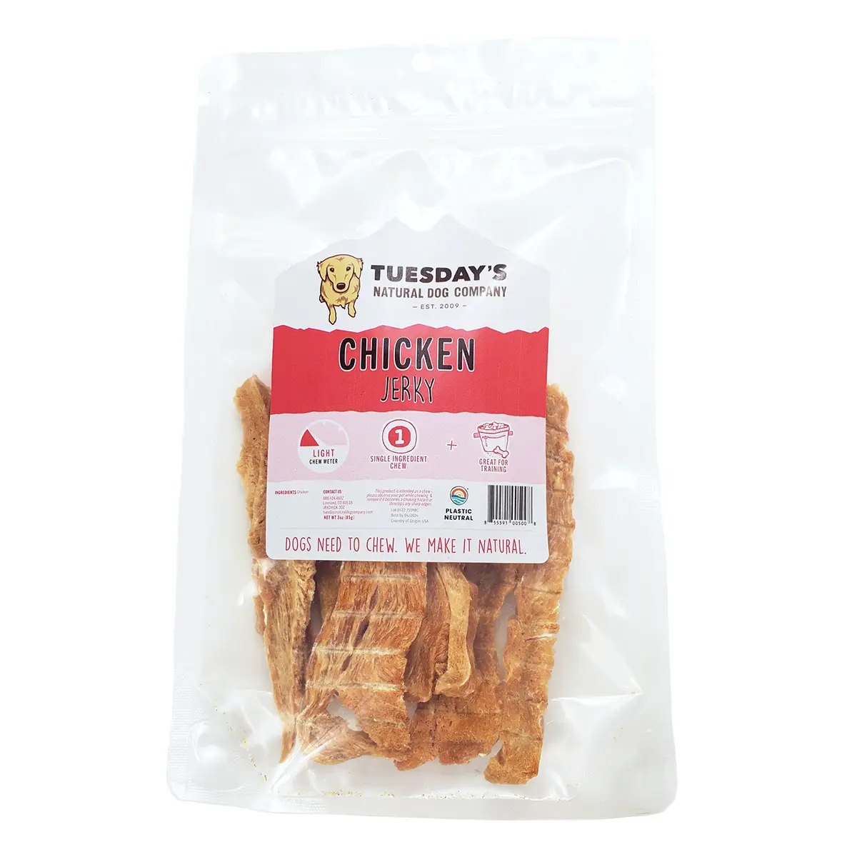 Tuesday's Natural Dog Company Chicken Jerky Dog Treats