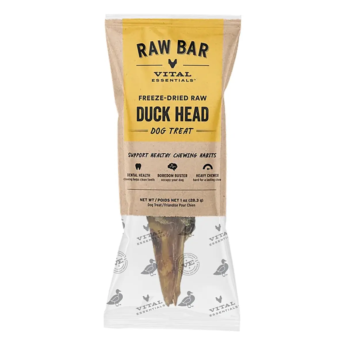 Vital Essentials Raw Bar Freeze-Dried Dog Treat - Duck Head