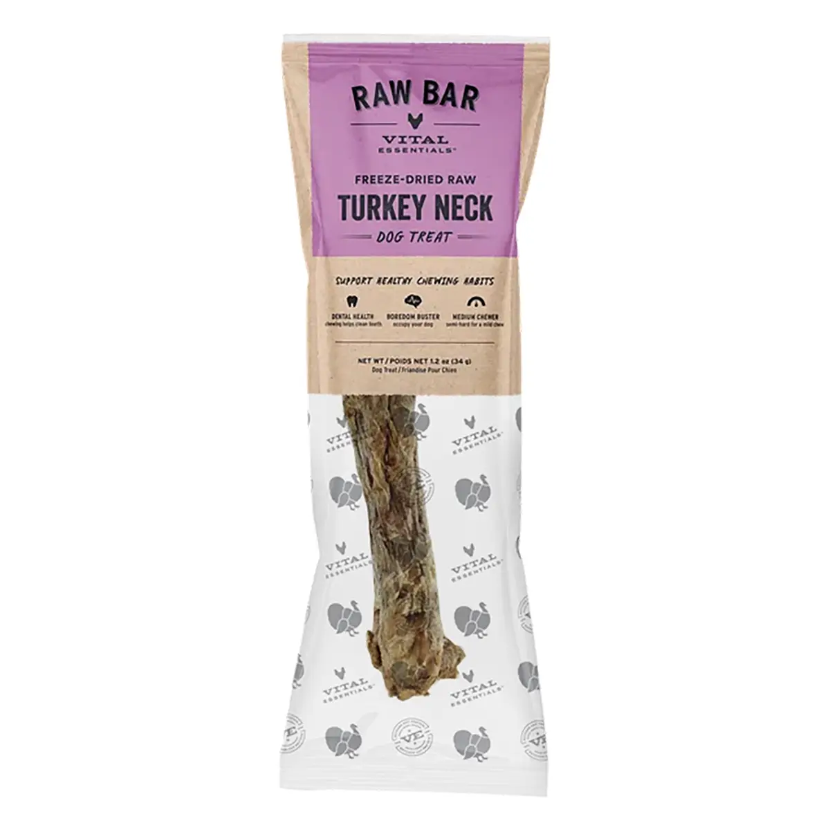 Vital Essentials Raw Bar Freeze-Dried Dog Treat - Turkey Neck