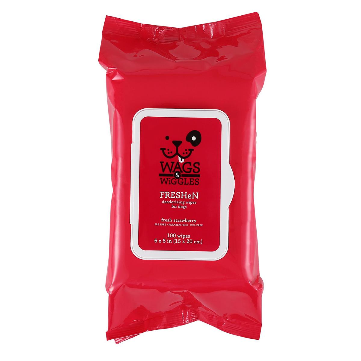 Wags & Wiggles Freshen Deodorizing Wipes - Fresh Strawberries