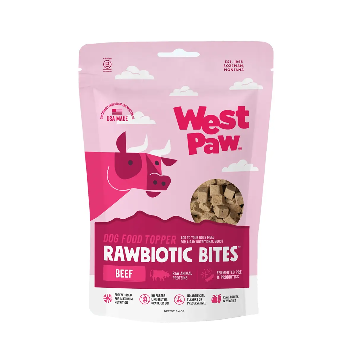 West Paw Rawbiotic Bites Dog Food Topper - Beef 