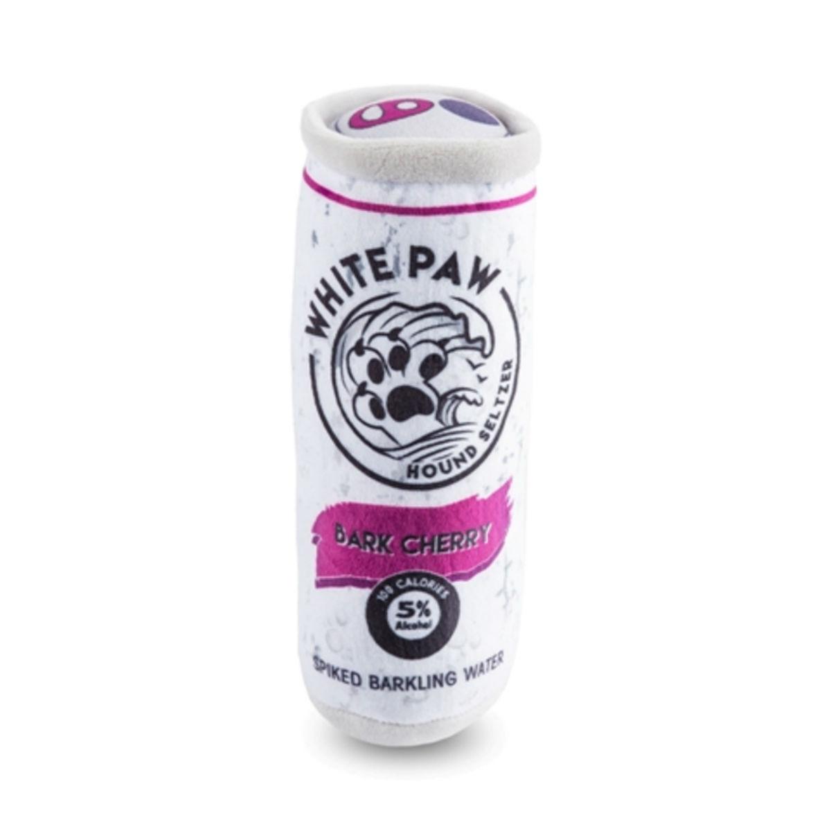 Haute Diggity Dog White Paw Hound Seltzer Plush Dog Toy - Bark Cherry