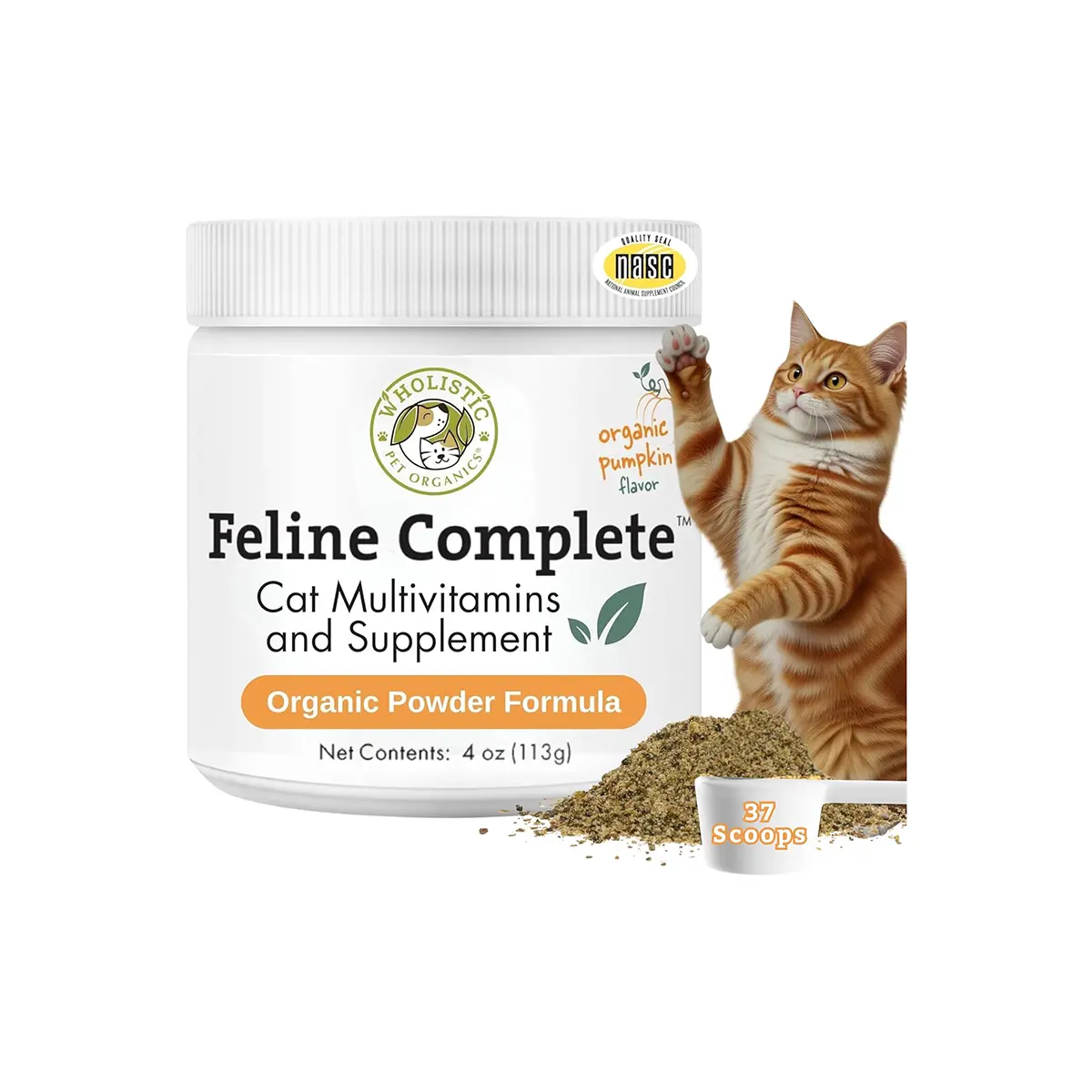 Wholistic Pet Organics Feline Complete Cat Supplement - Organic Pumpkin