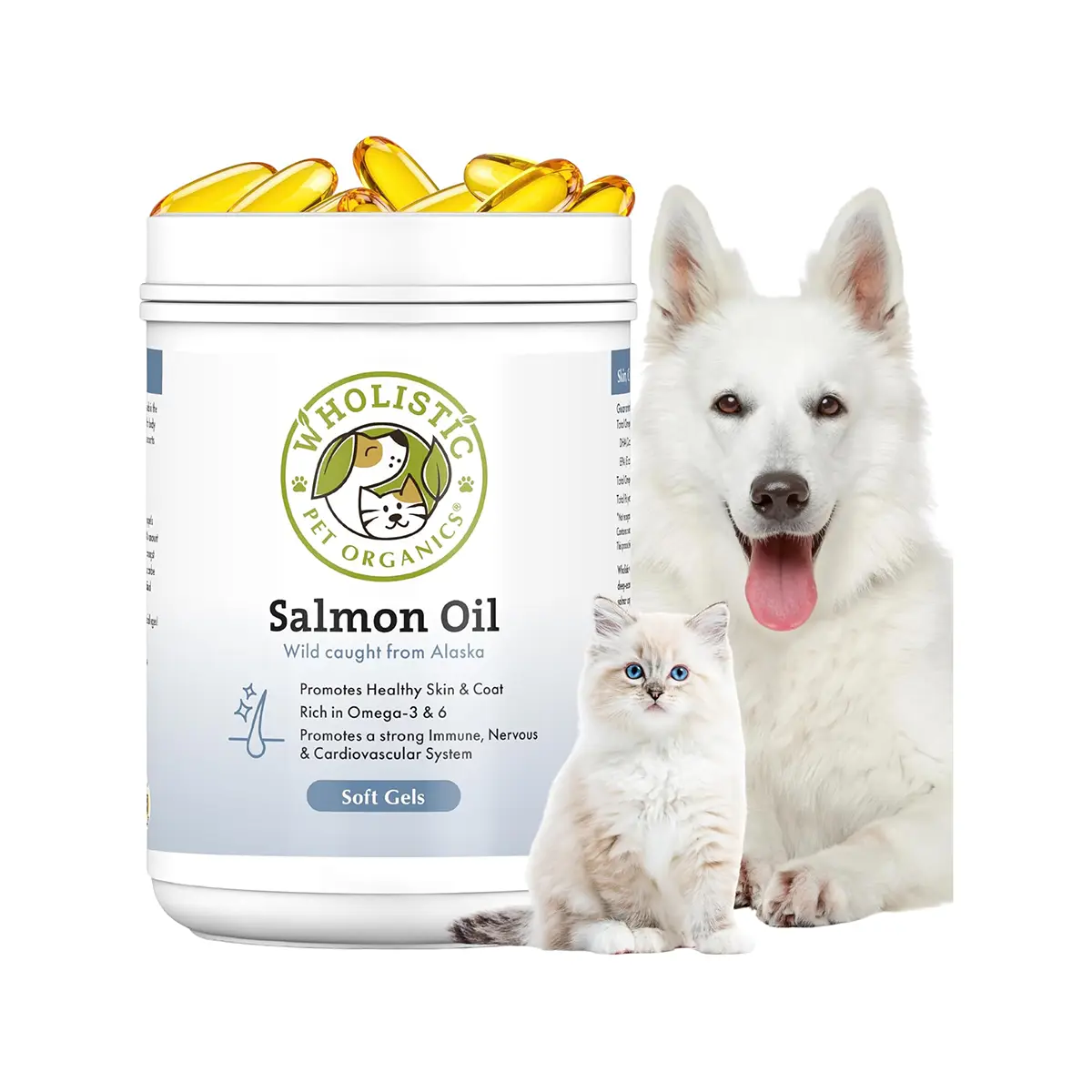 Wholistic Pet Organics Wild Salmon Oil Dog and Cat Soft Gel Capsules