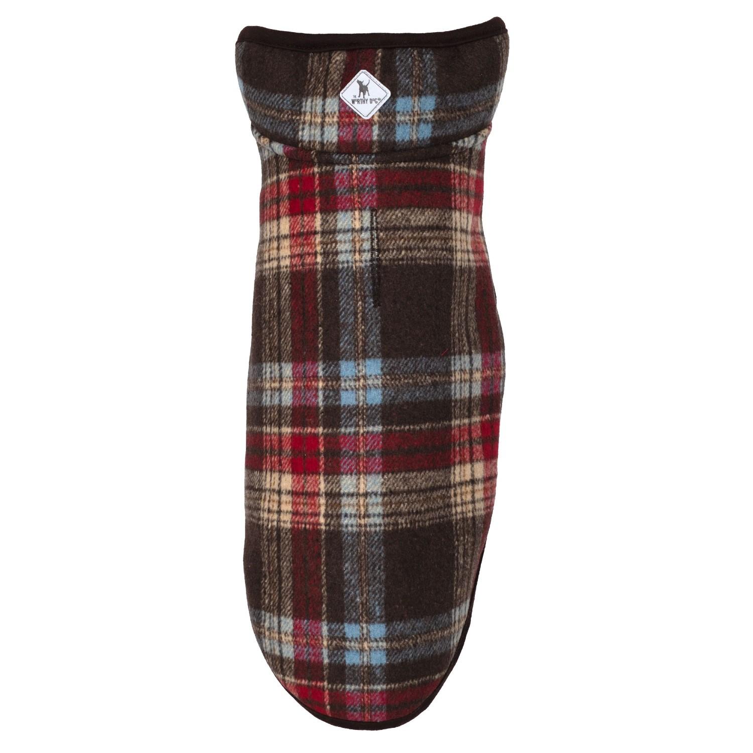 Worthy Dog Alpine Sherpa Dog Jacket - Brown/Red/Blue Plaid