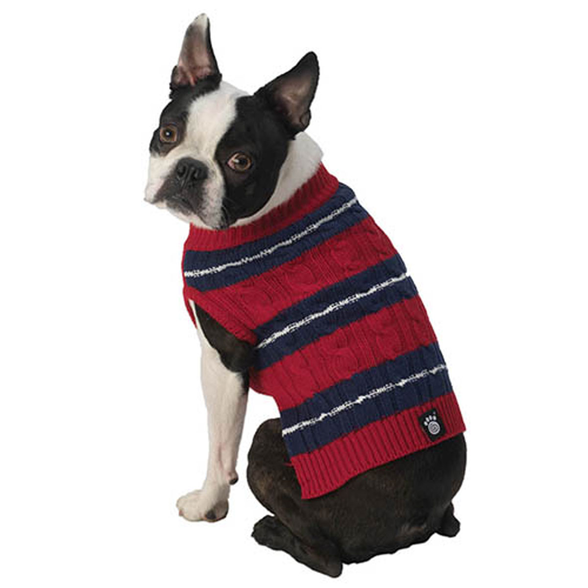 Ziggy's Striped Dog Sweater - Red/Navy at BaxterBoo