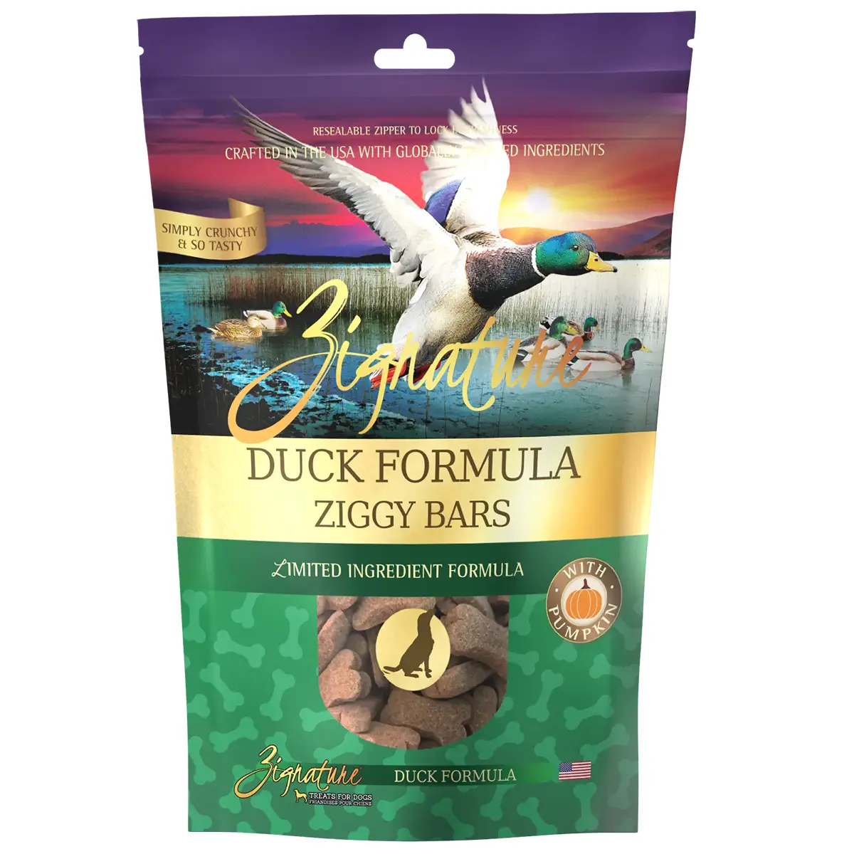 Zignature Ziggy Bar Biscuit Dog Treats - Duck
