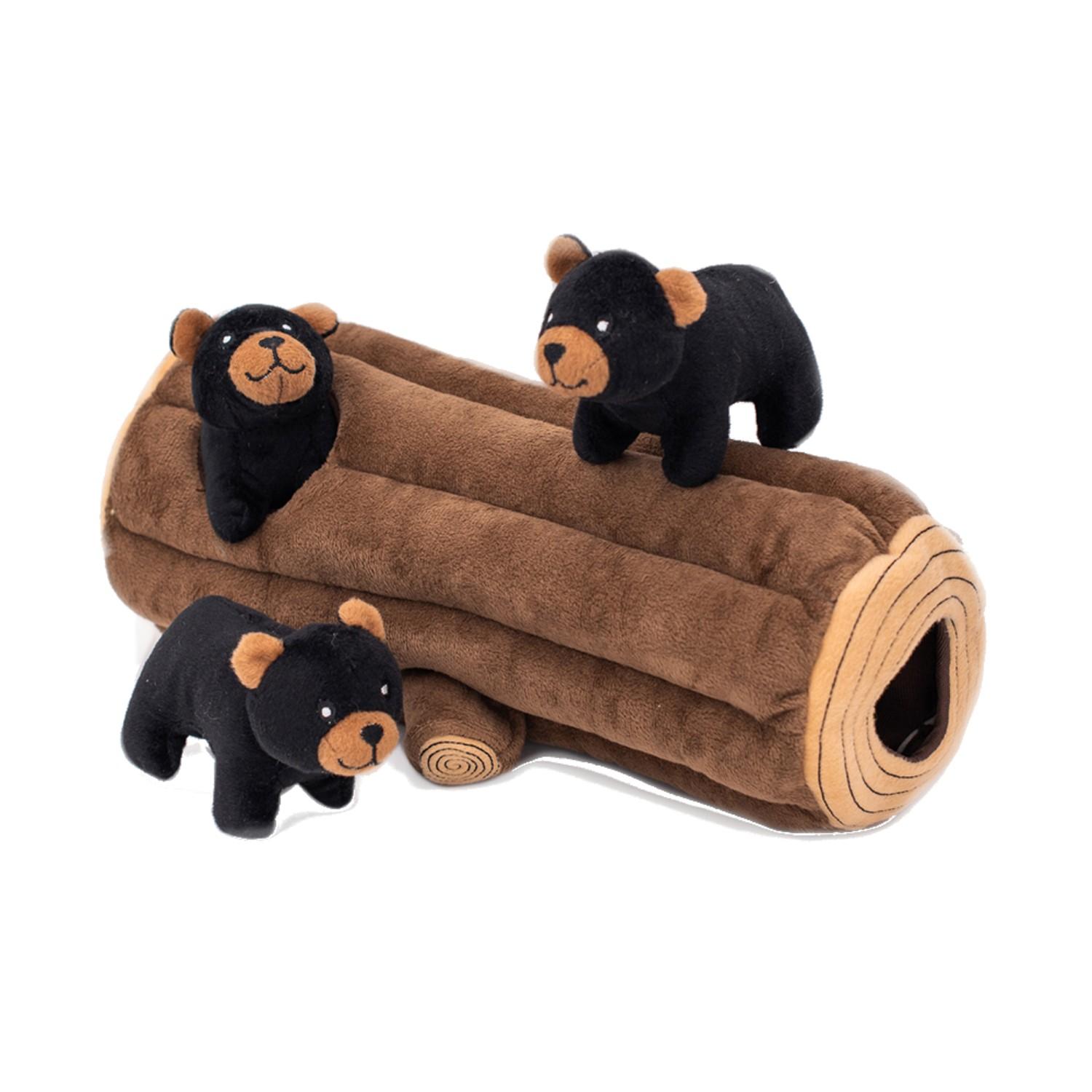 ZippyPaws Burrow Dog Toy - Black Bear Log