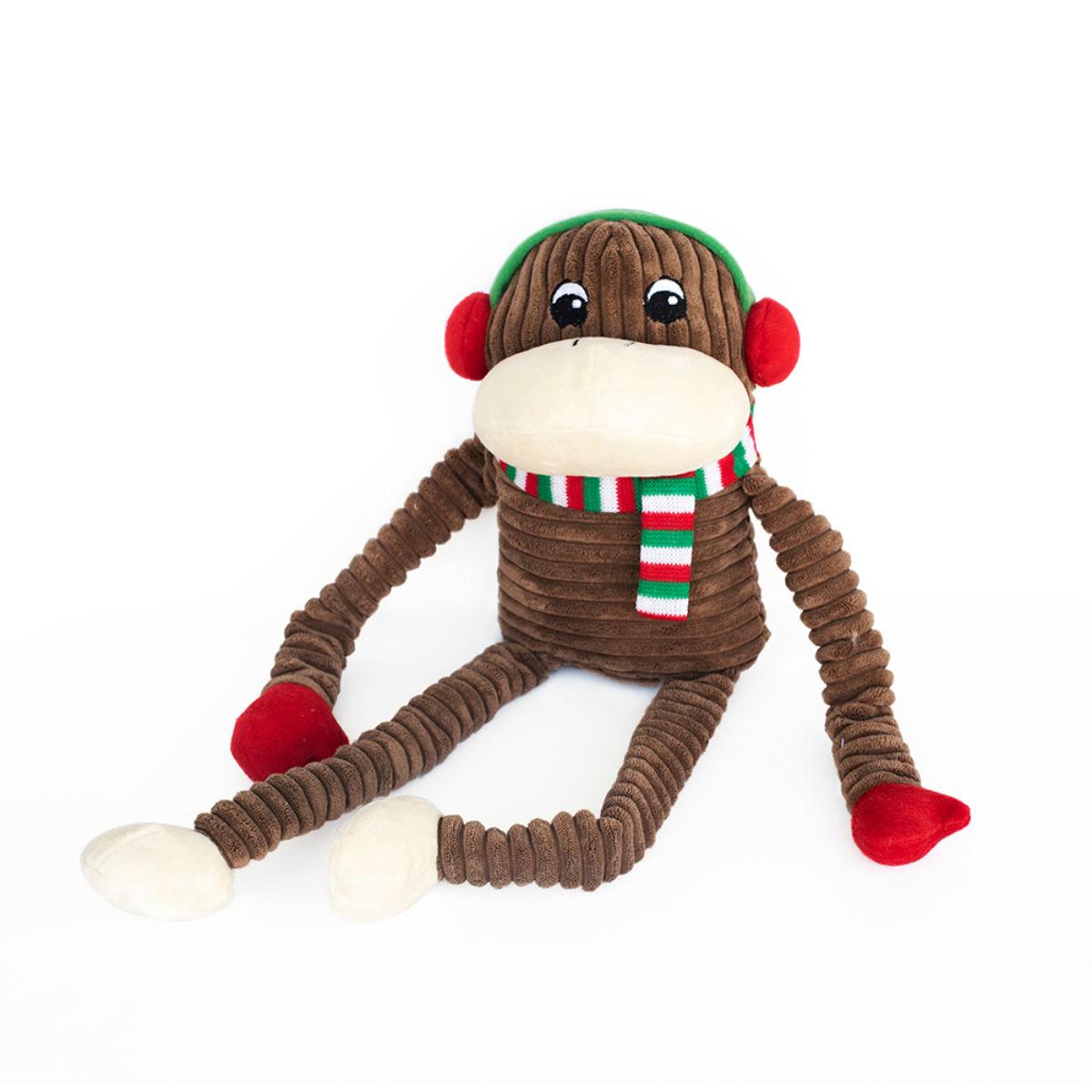 ZippyPaws Holiday Crinkle Dog Toy - Monkey
