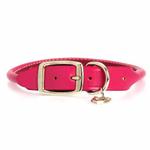 Rolled Hot Pink Leather Dog Collar | BaxterBoo