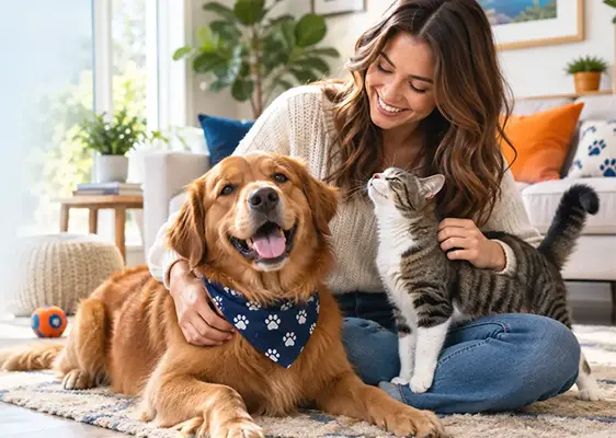 A pet creator spending time with their dog